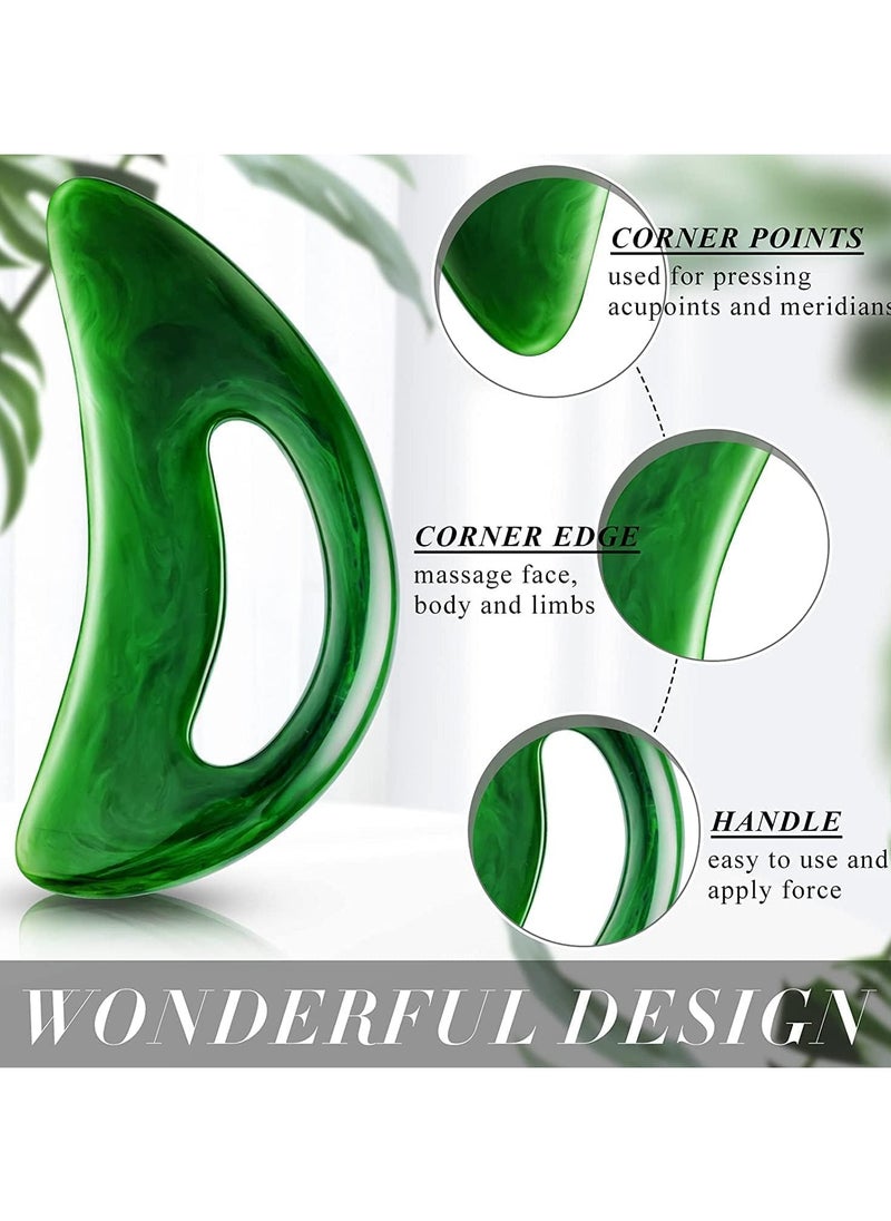 Generic Gua Sha Massage Tool Large Gua Sha Set with Hand Grip Resin Guasha Board Muscle Scraping Massage Tools Body Facial Sculpting Anti Cellulite SPA Tools for Man and Women (Green)  - Image 2