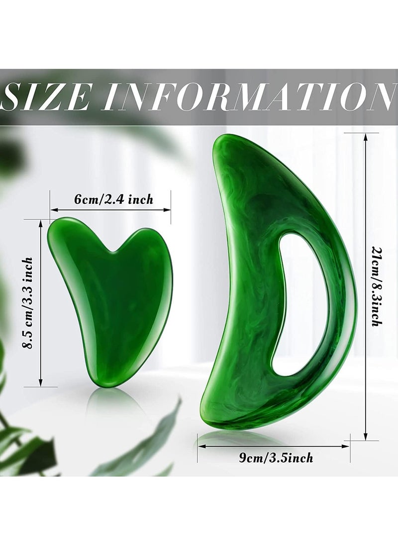 Generic Gua Sha Massage Tool Large Gua Sha Set with Hand Grip Resin Guasha Board Muscle Scraping Massage Tools Body Facial Sculpting Anti Cellulite SPA Tools for Man and Women (Green)  - Image 3
