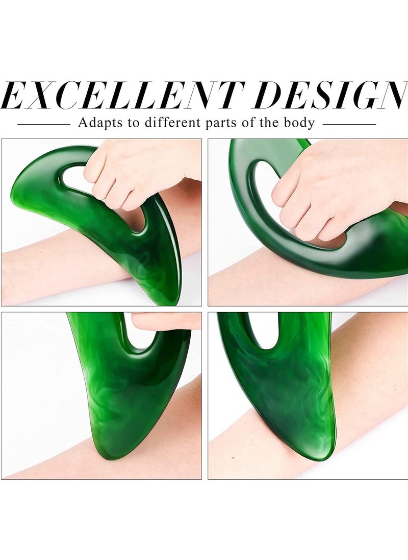 Generic Gua Sha Massage Tool Large Gua Sha Set with Hand Grip Resin Guasha Board Muscle Scraping Massage Tools Body Facial Sculpting Anti Cellulite SPA Tools for Man and Women (Green)  - Image 4
