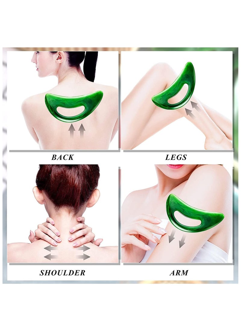 Generic Gua Sha Massage Tool Large Gua Sha Set with Hand Grip Resin Guasha Board Muscle Scraping Massage Tools Body Facial Sculpting Anti Cellulite SPA Tools for Man and Women (Green)  - Image 5