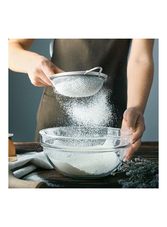 NIBEMINENT Set Of 4 Premium Quality Fine Mesh Strainer Silver - Image 2