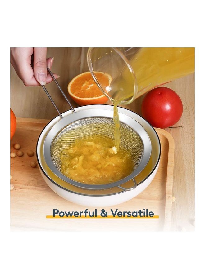 NIBEMINENT Set Of 4 Premium Quality Fine Mesh Strainer Silver - Image 3