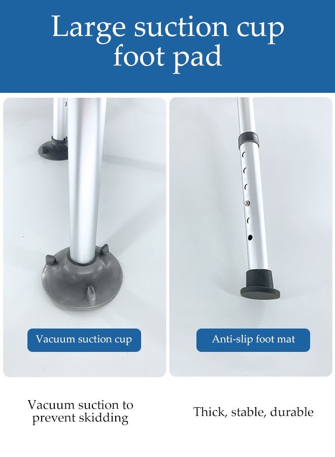 DUNISO Shower Chair Stool With Padded Armrests And Back，Adjustable Lightweight Bathroom Stool，With Suction Cup，Strong Load Bearing Capacity，Height Adjustment，Suitable For Elderly People, Pregnant Women, Postoperative Rehabilitation Personnel, And People With Disabilities - Image 3