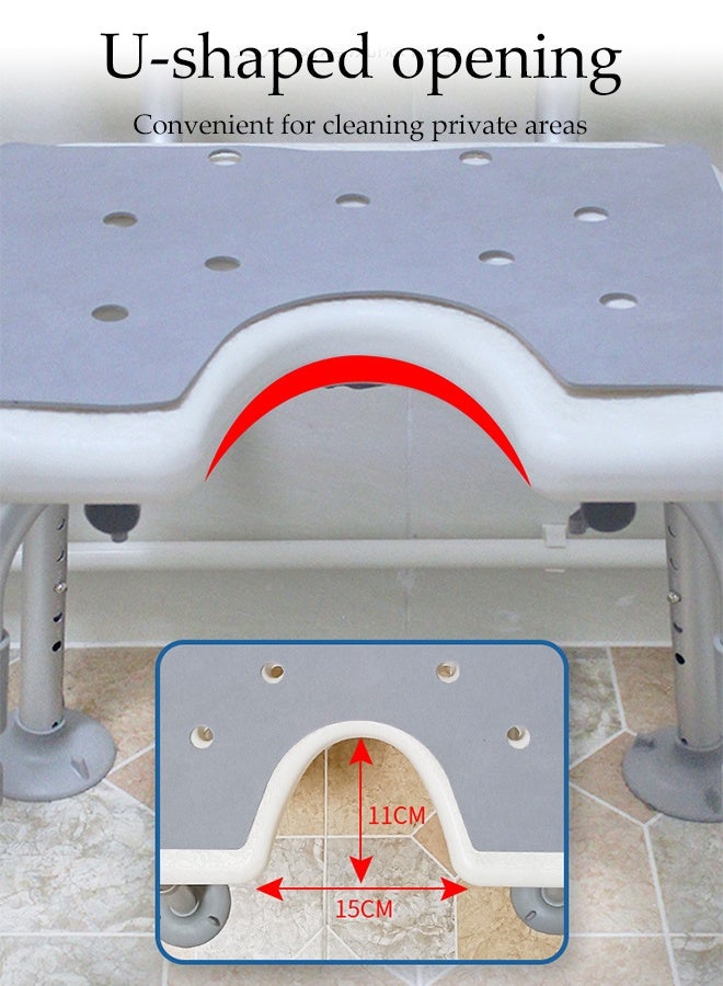 DUNISO Shower Chair Stool With Padded Armrests And Back，Adjustable Lightweight Bathroom Stool，With Suction Cup，Strong Load Bearing Capacity，Height Adjustment，Suitable For Elderly People, Pregnant Women, Postoperative Rehabilitation Personnel, And People With Disabilities - Image 4