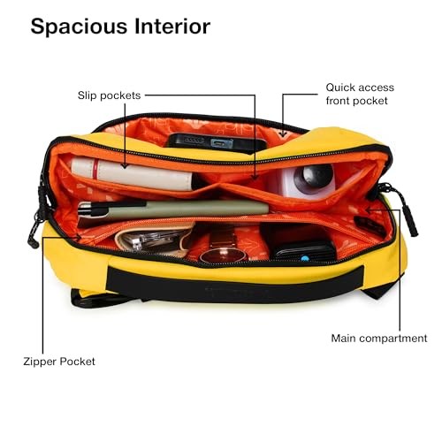 Nasher Miles Sling Bag | Crossbody Bag | One Shoulder Bag| Multipurpose Travel Bag | Ideal for Daily Use, Office, Travel, Hiking (Yellow, Greenwich) - Image 4