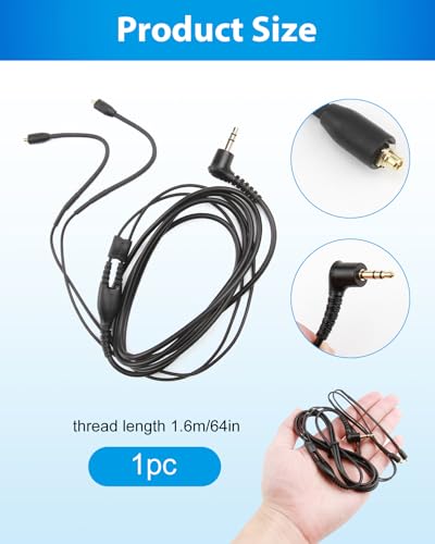 YUEWEESER Earphone Replacement Cable 64-Inch Detachable Earphone Cable for Shure SE215 SE315 SE425 SE535 and SE846 (EAC64BK, Black) - Image 2