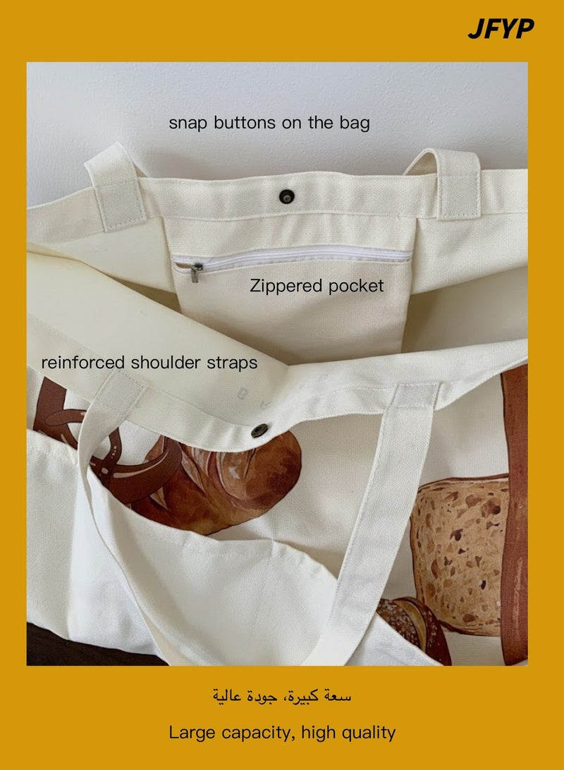 JFYP Women's single-shoulder canvas oversized tote bag with multiple pockets, casual messenger bag, suitable for office, travel, school, and everyday use. - Image 2