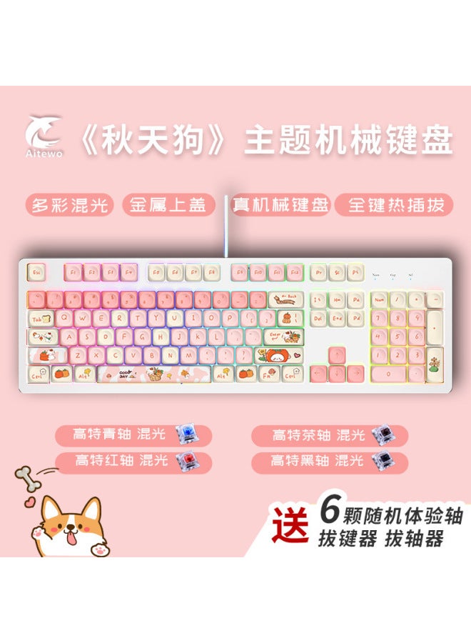 Customized 104-key Wired Mixed-light Metal Mechanical Keyboard Pbt Anime Theme Full-key No-ghosting Hot-swappable