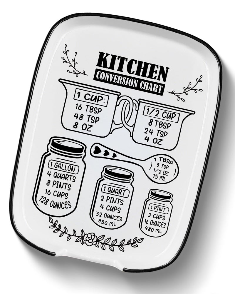 WSLCHOVE Large Spoon Rest for Stove Top, Funny Ceramic Spoon Holder for Kitchen Counter Dining Table, Cooking Utensil Rest, Conversion Chart Farmhouse Kitchen Accessories for Utensils - Image 1
