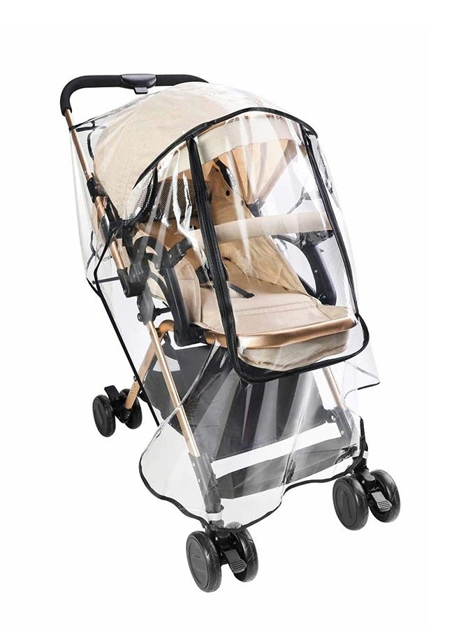 Universal Pushchair Cover Travel Outdoor Rain Cover, Children Umbrella Car Windshield Rain Cover for Buggy Pram, Double Zipper EVA Transparent and Windproof Waterproof Dust Snow - Image 1
