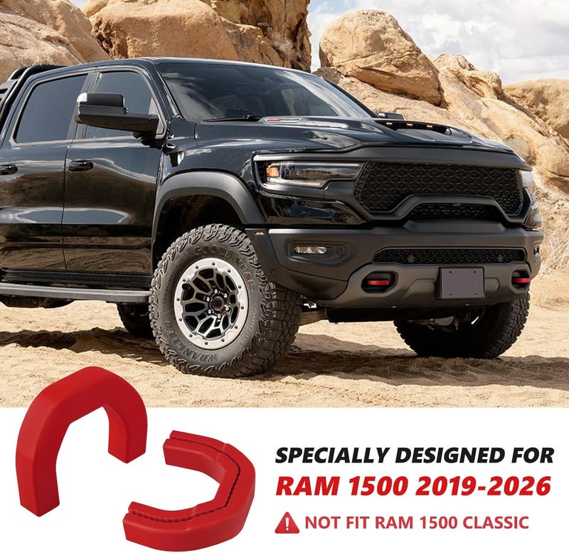 TECHPICCO Front Tow Hooks Covers Hitch Cover customized Car Tow Hooks Compatible with RAM 1500 Accessories 2019-2025|Red (Not Fit for RAM 1500 Classic,Warlock,RAM 2500,RAM 3500) Cross part assemble fit - Image 2