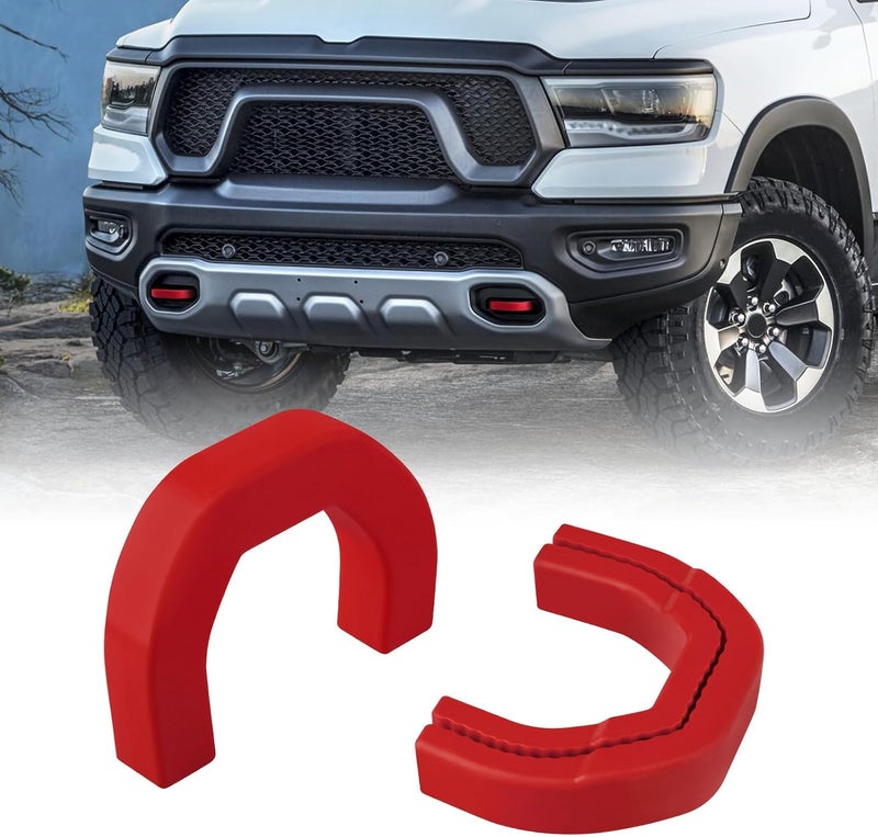 TECHPICCO Front Tow Hooks Covers Hitch Cover customized Car Tow Hooks Compatible with RAM 1500 Accessories 2019-2025|Red (Not Fit for RAM 1500 Classic,Warlock,RAM 2500,RAM 3500) Cross part assemble fit - Image 1
