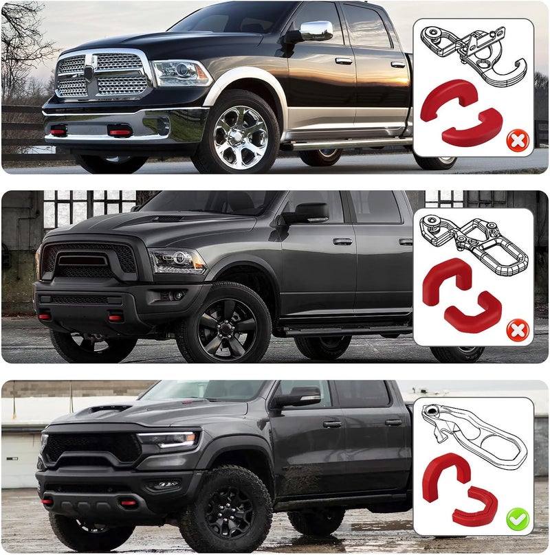 TECHPICCO Front Tow Hooks Covers Hitch Cover customized Car Tow Hooks Compatible with RAM 1500 Accessories 2019-2025|Red (Not Fit for RAM 1500 Classic,Warlock,RAM 2500,RAM 3500) Cross part assemble fit - Image 3