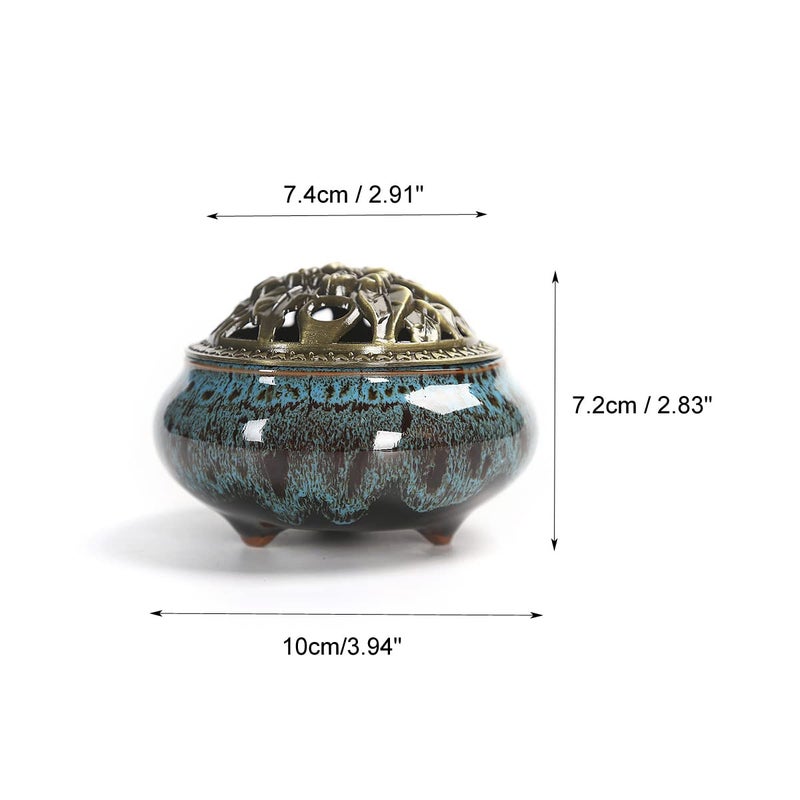 RchNow Ceramic Incense Burner, Coil Cone Stick Incense Burner Holder, Home Ornaments Incense Seat, Disc Censer Zen Decor (Fambe Blue) - Image 5