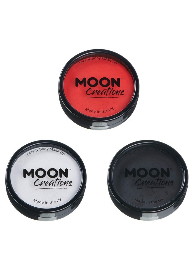 Moon Creations - Pro Face & Body Paint Cake Pots By Moon Creations Set Of 3 Professional Water Based Face Paint Makeup For Adults Kids 1.26Oz - Image 1