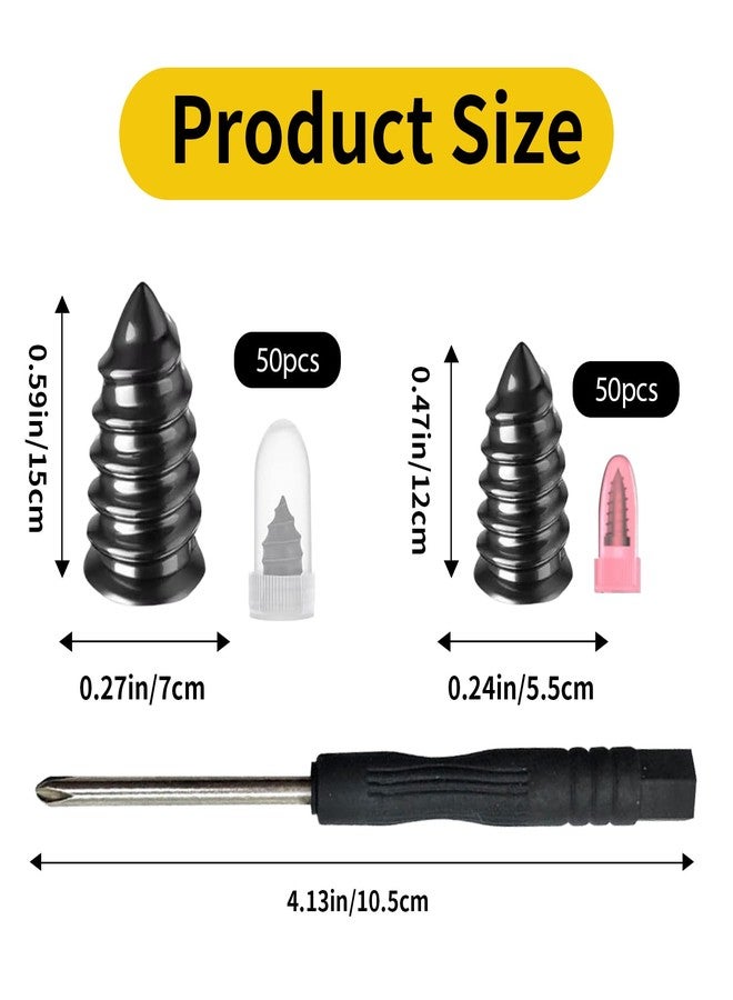 IMOLL 100Pcs Tire Repair Rubber Nails Kit with 2 Sizes,Screw in Tire Repair Kit Screw Plugs for Tires, Vacuum Tire Repair Plugs with Storage Box and Screwdriver, for Truck Car Motorcycle(50S+50L) - Image 5