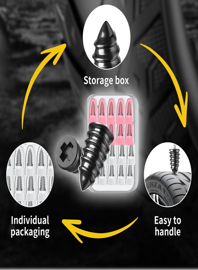 IMOLL 100Pcs Tire Repair Rubber Nails Kit with 2 Sizes,Screw in Tire Repair Kit Screw Plugs for Tires, Vacuum Tire Repair Plugs with Storage Box and Screwdriver, for Truck Car Motorcycle(50S+50L) - Image 3