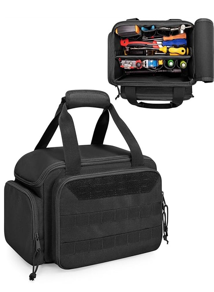 Tool Bag with Anti-friction Bottom, Men's Hand Tool Storage Bag, Electrician Tool Bag, Multi-function Work Tote Bag for Repairman, Carpenter, Craftsman Home Storage, Black  - Image 1