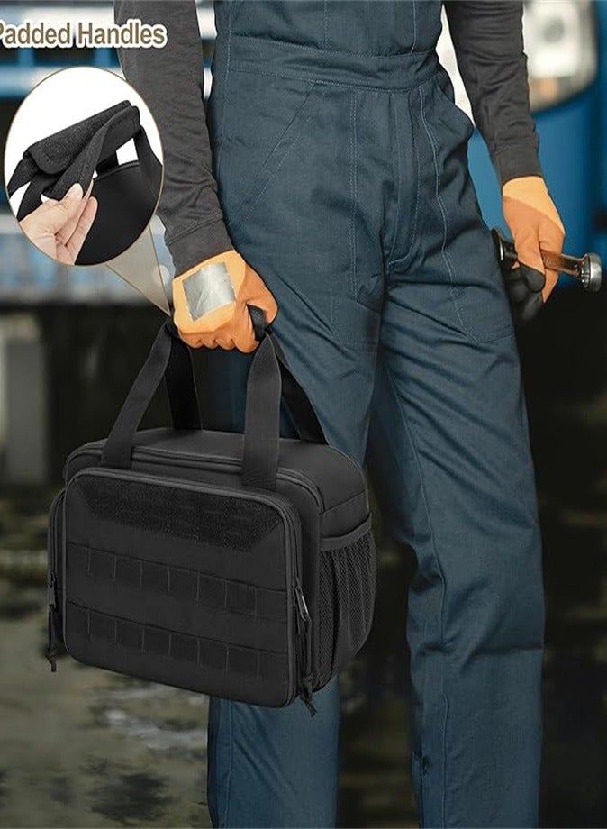 Tool Bag with Anti-friction Bottom, Men's Hand Tool Storage Bag, Electrician Tool Bag, Multi-function Work Tote Bag for Repairman, Carpenter, Craftsman Home Storage, Black  - Image 5
