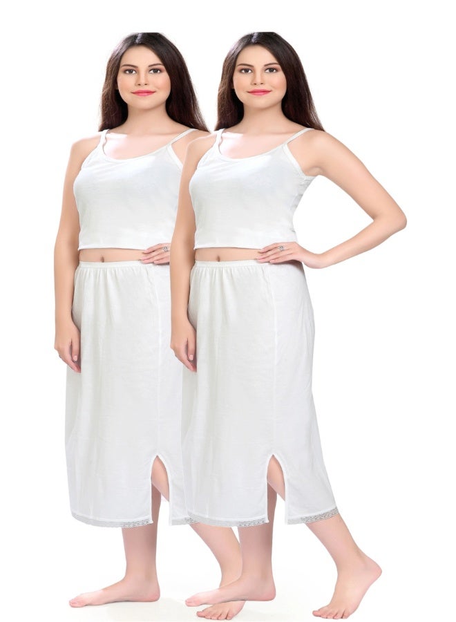 mybody MyBody Maxi Inskirt Pack of 2 – White Cotton Underskirts for Women | Breathable & Stretchable Inner Skirt for Abaya, Gown & Maxi Dress | Sizes S to 3XL | Comfortable Modest Wear  - Image 1