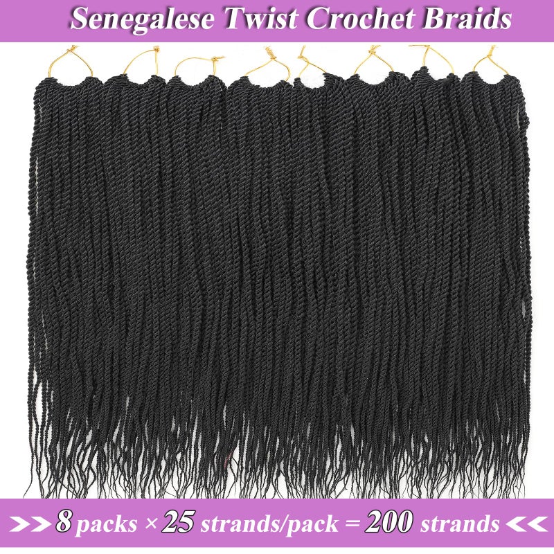ZRQ Senegalese Twist Crochet Hair For Black Women 24 Inch Long PreTwisted Crochet Hair 25 Strands Pre Looped Crochet Braids 8 Packs Crochet Twist Hair - Image 5