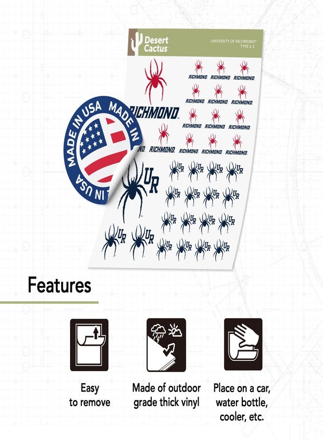 Desert Cactus University of Richmond Spiders Sticker UR Vinyl Decals Laptop Water Bottle Car Scrapbook Sheet T1 (Type 1-1) - Image 4