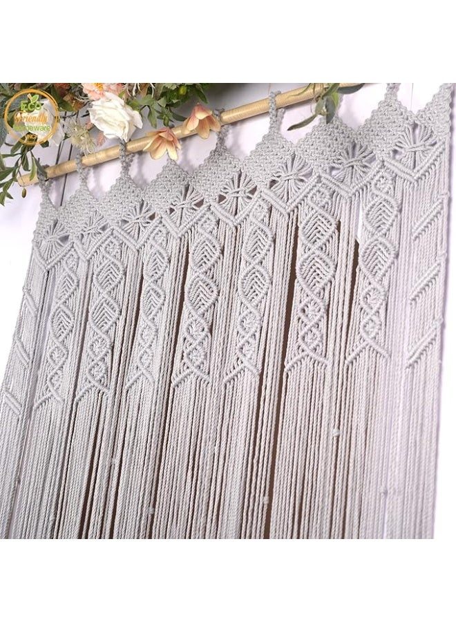 Antikiano Macrame Curtains Boho, Beaded Curtains for Doorways, Macrame Wall Hanging, Bead Doorway Curtain, Boho Backdrop, Hanging Beads for Doorways, Beaded Curtain L77 x W35, Grey - Image 4