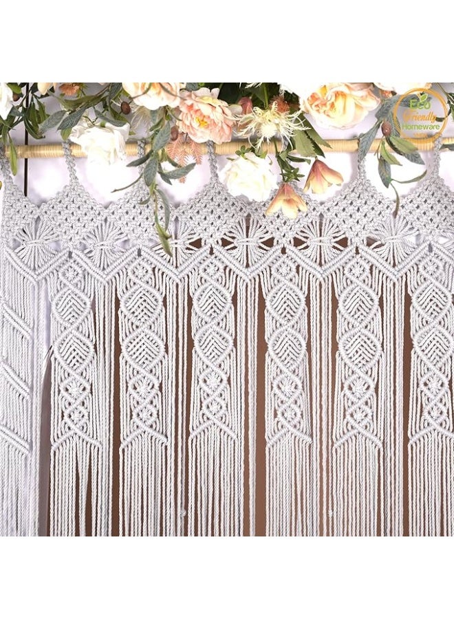 Antikiano Macrame Curtains Boho, Beaded Curtains for Doorways, Macrame Wall Hanging, Bead Doorway Curtain, Boho Backdrop, Hanging Beads for Doorways, Beaded Curtain L77 x W35, Grey - Image 5