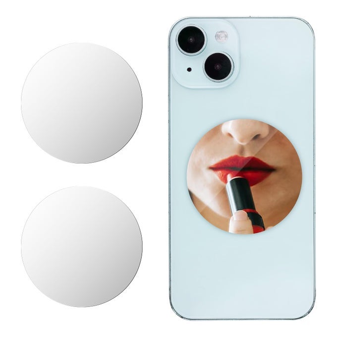 2PCS MIRROR DECAL FOR PHONE MIRROR FOR BACK OF PHONE MAKEUP MIRROR PHONE CASE STICK ON MIRROR PHONE CHARM ADHESIVE ACRYLIC MIRROR STICKER FOR MOBILE PHONE CASE ROUND