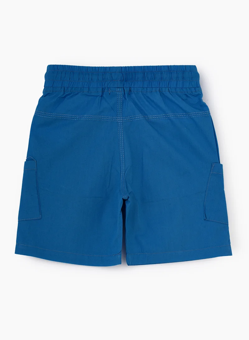 JAM Vibrant Blue Woven Cotton Shorts with Pockets for Boys