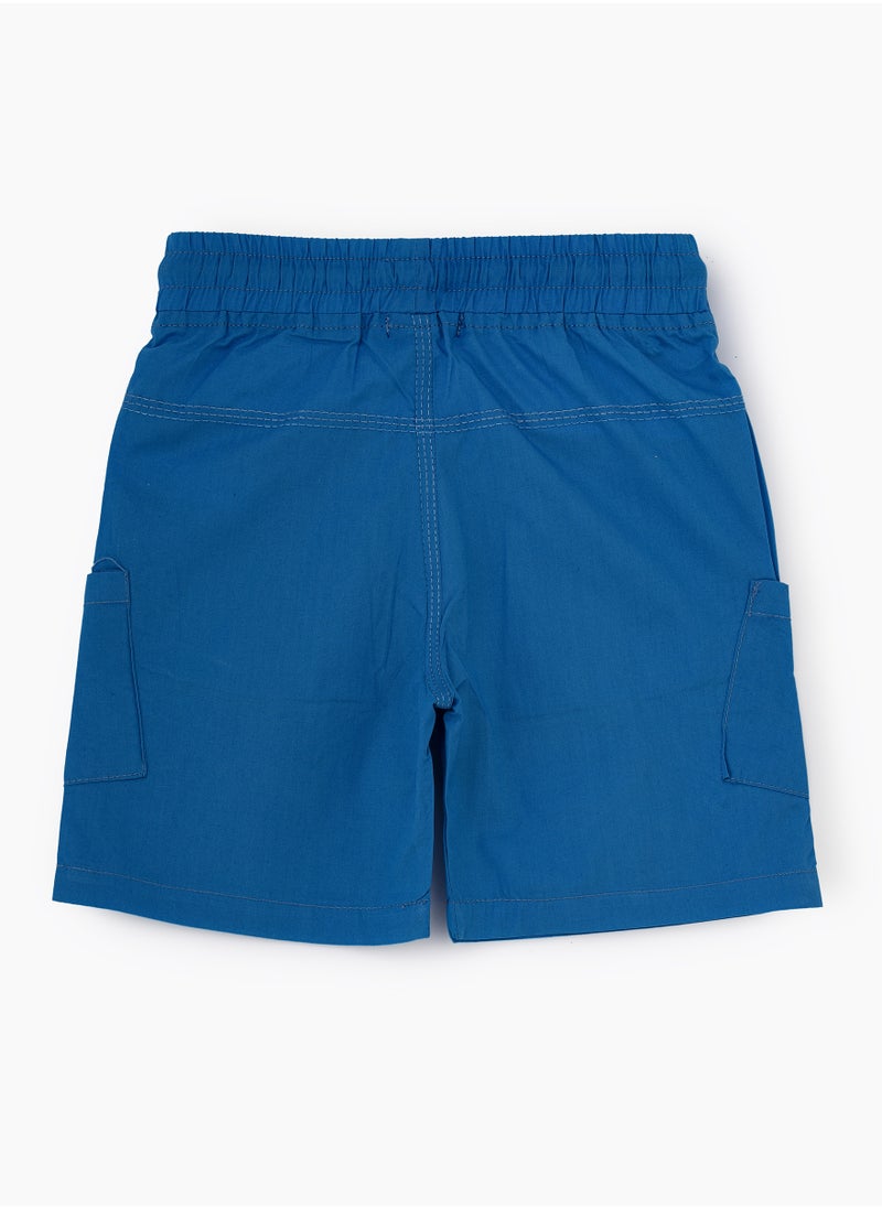 JAM Vibrant Blue Woven Cotton Shorts with Pockets for Boys  - Image 2