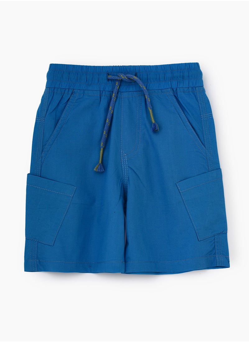 JAM Vibrant Blue Woven Cotton Shorts with Pockets for Boys  - Image 4