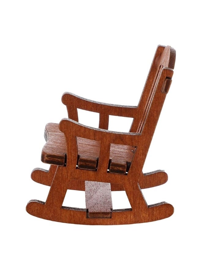 NUOBESTY Doll House Rocking Chairs Wooden Miniature Chairs Dollhouse Furniture Ornament Decor for Dollhouse Fairy Garden Accessories Brown - Image 3
