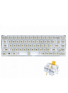 T-WOLF Transparent Gaming Keyboard,68 Keys USB Wired Mechanical Keyboard with Transparent PBT Keycaps and RGB Side Light for Office Gaming,Suitable for PC/Ps4/Xbox Gamers,Yellow Switch  - Image 1