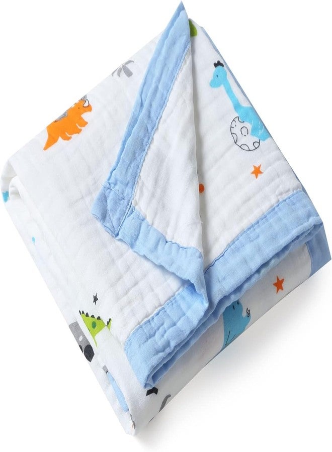 VOIDROP 6-Layer Baby Muslin Blanket 110x110 cm Organic Muslin Print | Soft Lightweight Swaddle | Breathable Baby Quilt for Newborns, Infants & Toddlers | Multi-Purpose Receiving Blanket (Sky Blue) - Image 2