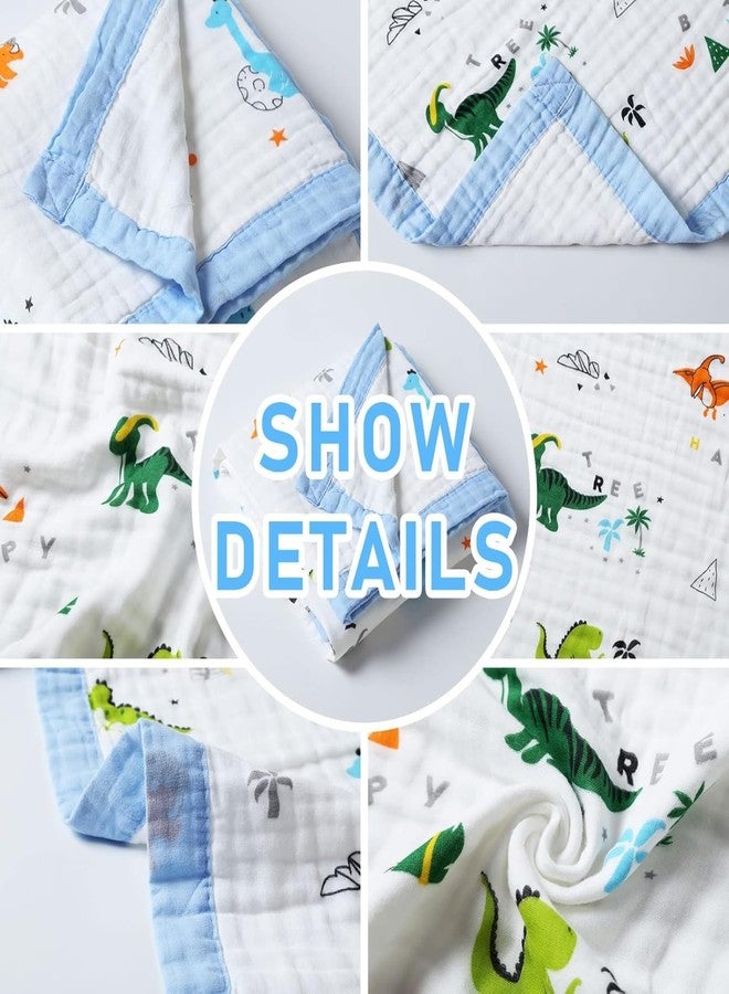 VOIDROP 6-Layer Baby Muslin Blanket 110x110 cm Organic Muslin Print | Soft Lightweight Swaddle | Breathable Baby Quilt for Newborns, Infants & Toddlers | Multi-Purpose Receiving Blanket (Sky Blue) - Image 3