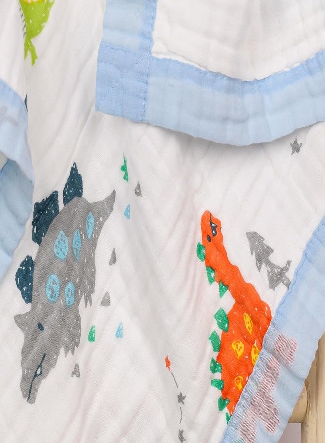 VOIDROP 6-Layer Baby Muslin Blanket 110x110 cm Organic Muslin Print | Soft Lightweight Swaddle | Breathable Baby Quilt for Newborns, Infants & Toddlers | Multi-Purpose Receiving Blanket (Sky Blue) - Image 5