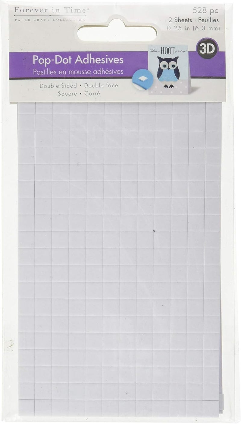 Forever in Time 3D Pop Dots Square Dual-Adhesive Foam Mounts, 1/4-Inch, 528 Pieces, White - Image 1