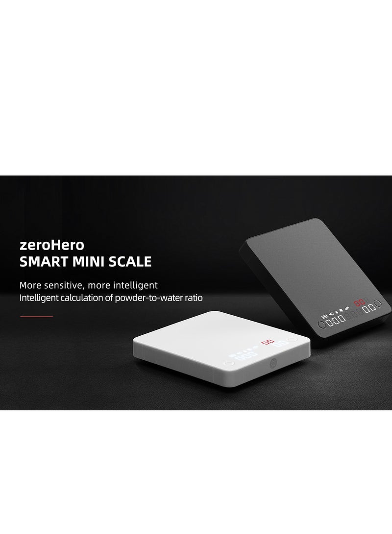 زيروهيرو ميزان القهوة الصغير من زيرو هيرو - مادة PC/ABS/سيليكا جيل - نطاق الوزن من 0.2 جرام إلى 2000 جرام - باللون الأسود/الأبيض - Image 2