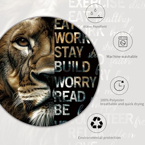 Miyotaa Lion Motivational Quotes Shower Curtain Set 60Wx71H Inches Black Inspirational Positive Wildlife Animal Cool Man Polyester Waterproof Cloth Bathroom Curtain with 12 Hooks - Image 5