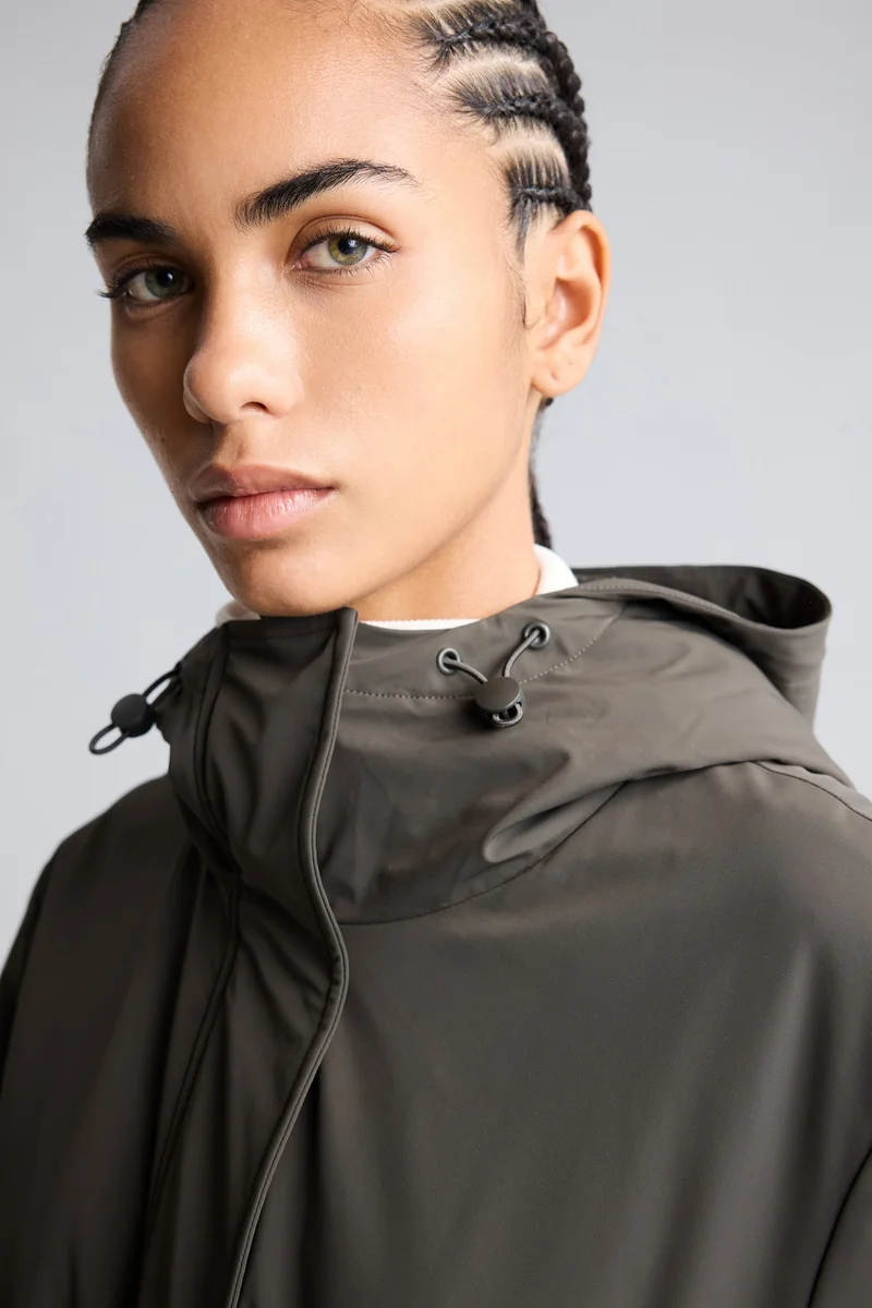 Defacto  Regular Fit Gathered Waist Hooded Long Jacket for Women | Best Price UAE
