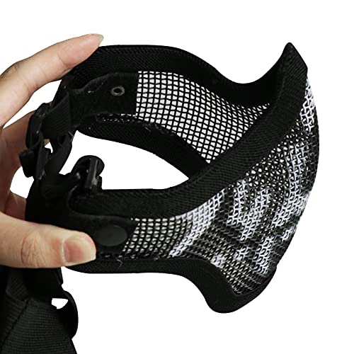 Aoutacc طقم قناع نصف الوجه من أوتاك مع نظارات شبكية فولاذية، معدات حماية تكتيكية لألعاب Paintball وBBS وCS وNerf وكوسبلاي وأزياء عيد الهالوين (تمويه تان) - Image 4