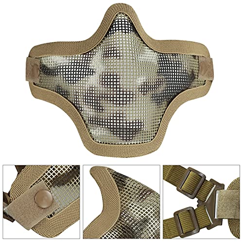 Aoutacc طقم قناع نصف الوجه من أوتاك مع نظارات شبكية فولاذية، معدات حماية تكتيكية لألعاب Paintball وBBS وCS وNerf وكوسبلاي وأزياء عيد الهالوين (تمويه تان) - Image 2