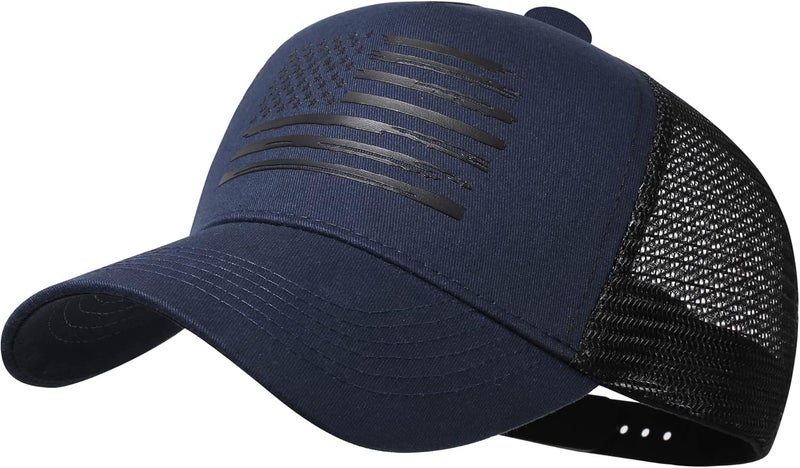 VIONLAN Baseball Cap American Flag Trucker Hat for Men Women 3D Embossed Logo Adjustable Outdoor Mesh Snapback Hat - Image 1
