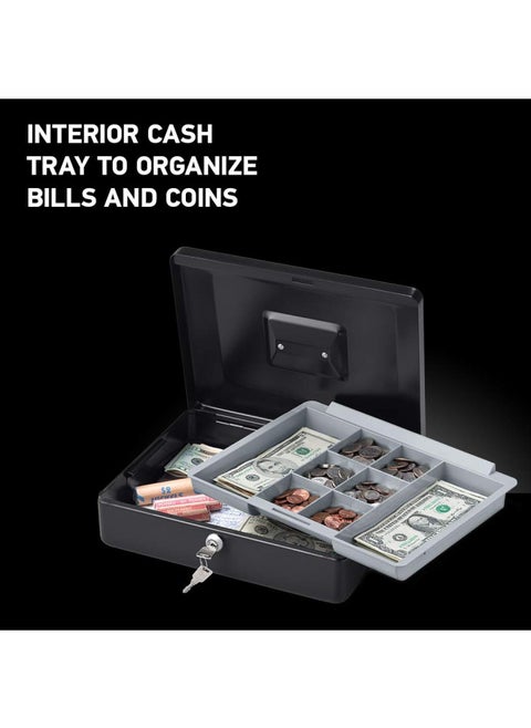 SentrySafe Money Safe with Cash Tray and Key Lock, 3.7 x 11.8 x 9.3 in, Black