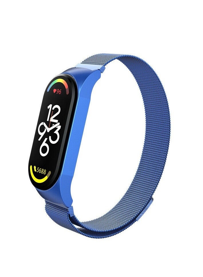 حزام لـ Xiaomi Mi Band 5 Mi Band 6 حزام بديل مسامي لـ Band 5/Mi Band 6 حزام ساعة ذكي سوار معصم للنساء والرجال أزرق داكن