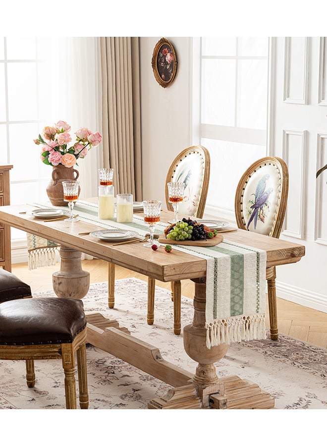 Fancy Homi عداء طاولة ماكرامي بوهيمي أنيق لتزيين المنزل، طراز المزرعة مع خيوط، مثالي للحفلات البوهيمية - 30x183 سم - أخضر مريمي - Image 2