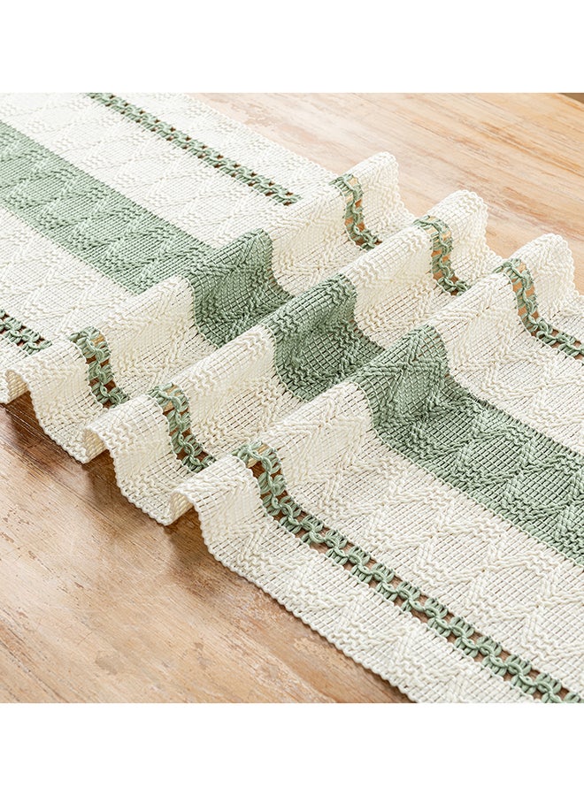 Fancy Homi عداء طاولة ماكرامي بوهيمي أنيق لتزيين المنزل، طراز المزرعة مع خيوط، مثالي للحفلات البوهيمية - 30x183 سم - أخضر مريمي - Image 5