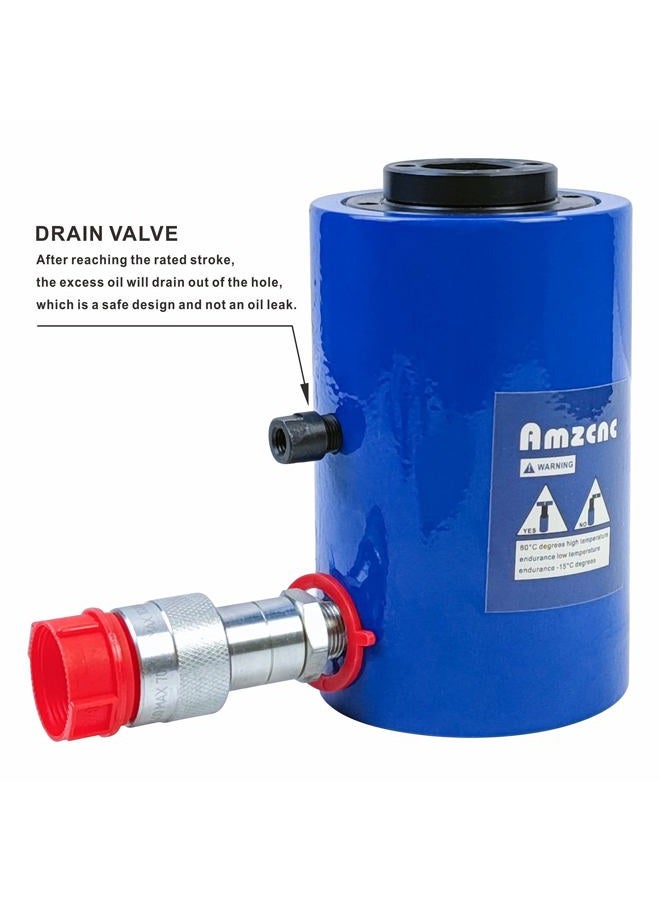 AMZCNC 30T Hydraulic Cylinder Jack Hollow Single Acting Hydraulic Ram Cylinder 2"(50mm) Hollow Hydraulic Lifting Cylinders - Image 4