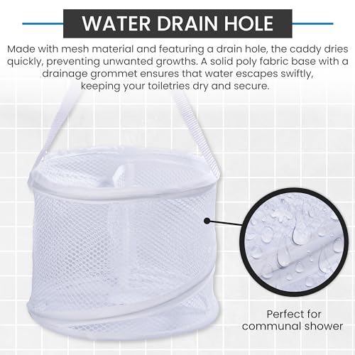 Handy Laundry Foldable Shower Caddy - Collapsible, Portable, Drainage Hole, Carry Handle, Large Compartments, Great Organizer for Camp, Travel, Gym, and Dorm (White) - Image 5